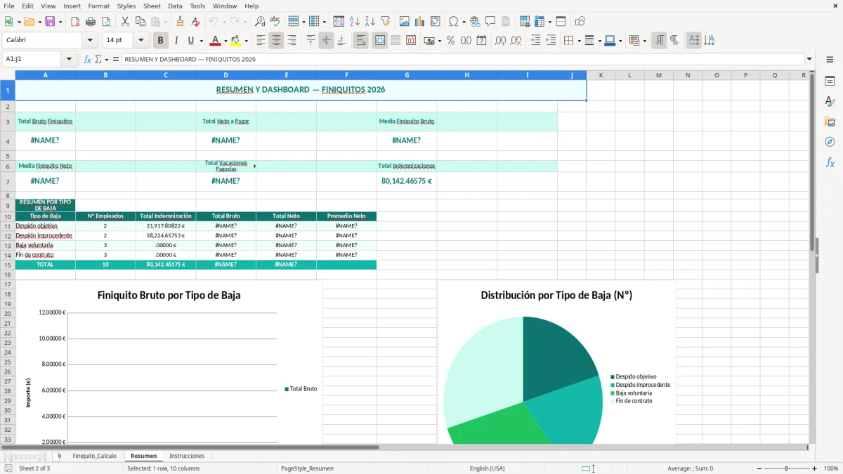 Captura 2: hoja Resumen - Plantilla Excel plantilla calculo de finiquito excel