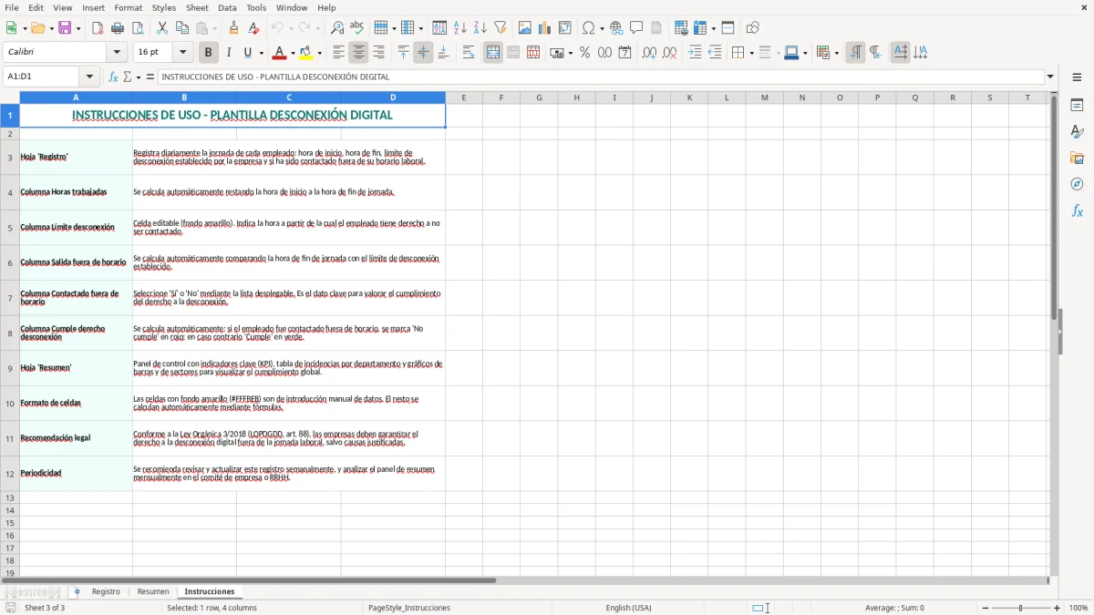 Captura 3: hoja Instrucciones - Plantilla Excel plantilla desconexion digital registro excel
