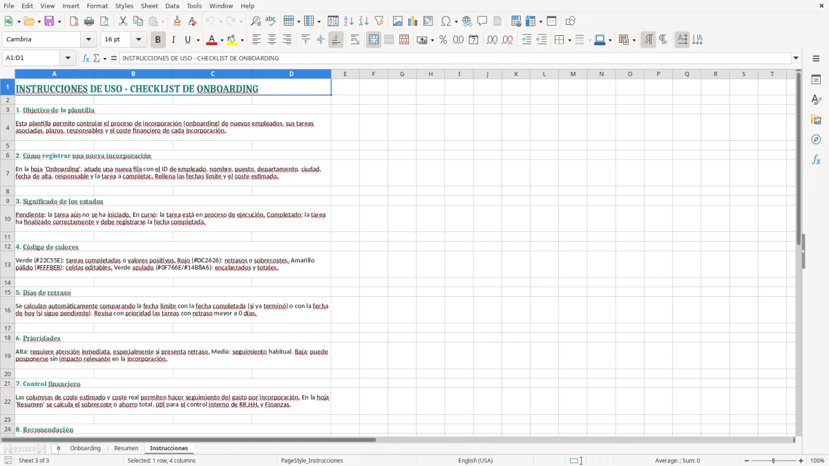 Captura 3: hoja Instrucciones - Plantilla Excel plantilla onboarding checklist excel