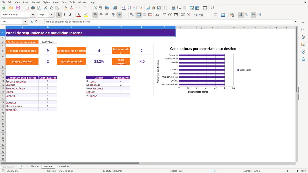 Captura 2: hoja Resumen - Plantilla Excel plantilla movilidad interna candidatos excel