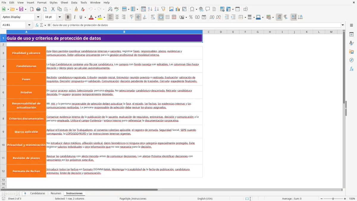 Captura 3: hoja Instrucciones - Plantilla Excel plantilla movilidad interna candidatos excel