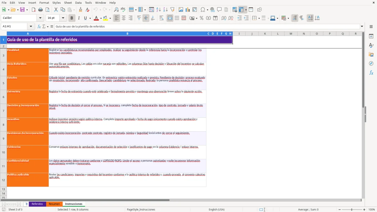 Captura 3: hoja Instrucciones - Plantilla Excel plantilla referidos empleados excel